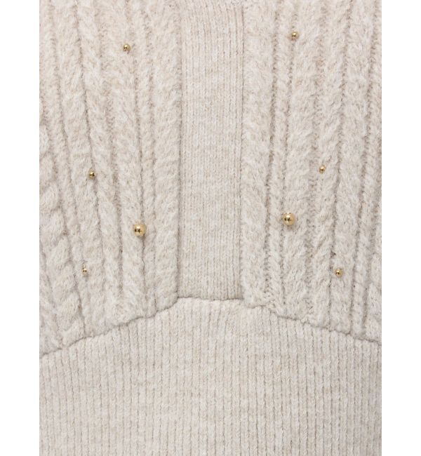 LAGUNAMOON「【REVIVAL】ケーブルビジューIラインニットワンピース」|ワンピース|