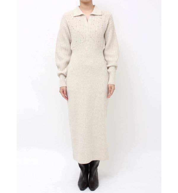 LAGUNAMOON「【REVIVAL】ケーブルビジューIラインニットワンピース」|ワンピース|
