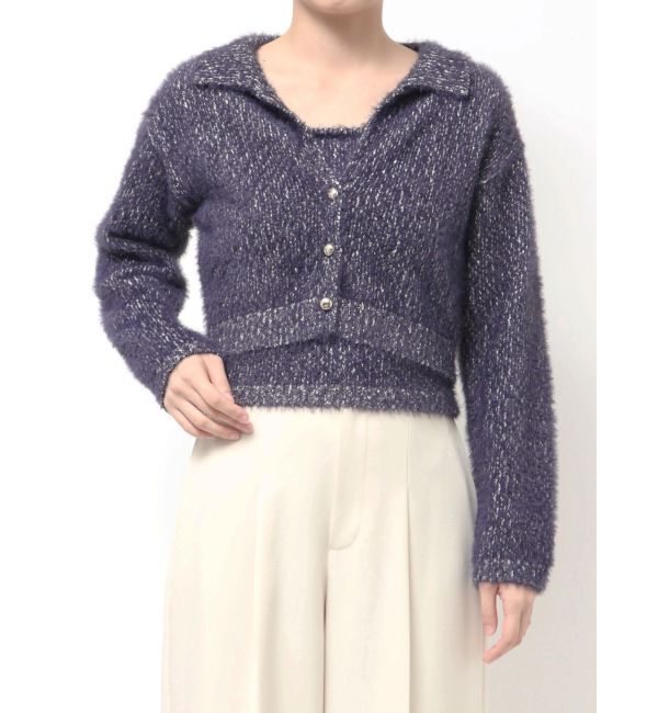 LAGUNAMOON「ヘアリーラメアンサンブル」|カーディガン|