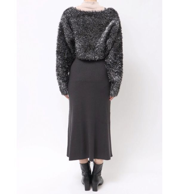 LAGUNAMOON「ラメフェザーカーデセットニットワンピース」|ワンピース|