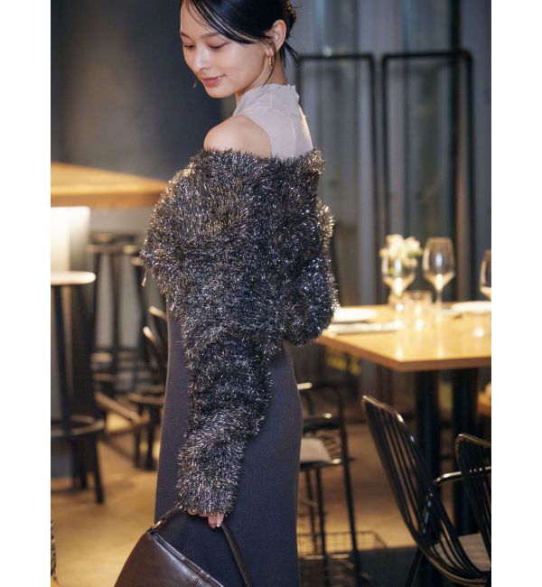 LAGUNAMOON「ラメフェザーカーデセットニットワンピース」|ワンピース|