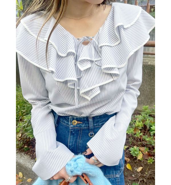 LAGUNAMOON「ラッフルパイピングブラウス」|シャツ・ブラウス|