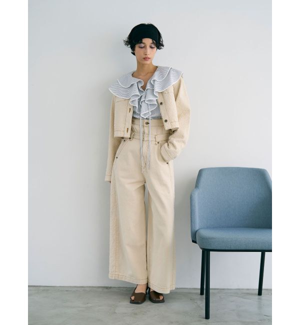 LAGUNAMOON「ハイウエストラインディティールデニムパンツ」|デニム|