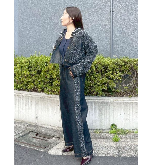 LAGUNAMOON「ハイウエストラインディティールデニムパンツ」|デニム|