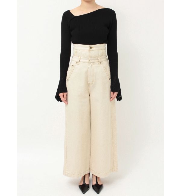 LAGUNAMOON「ハイウエストラインディティールデニムパンツ」|デニム|