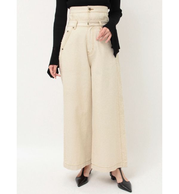 LAGUNAMOON「ハイウエストラインディティールデニムパンツ」|デニム|