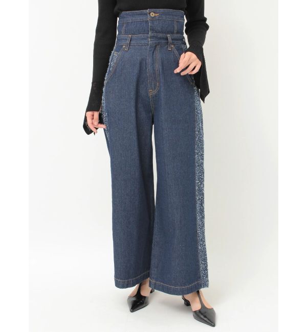 LAGUNAMOON「ハイウエストラインディティールデニムパンツ」|デニム|