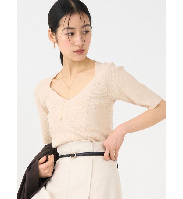 LAGUNAMOON「【UVカット】ラリエットニットプルオーバー」|ニット・セーター|ベージュ