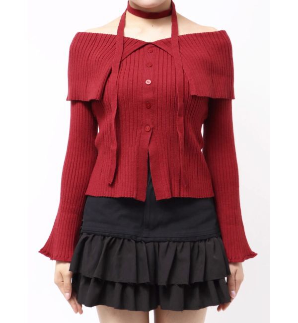 EVRIS「チョーカーオフショルニットトップス」|ニット・セーター|