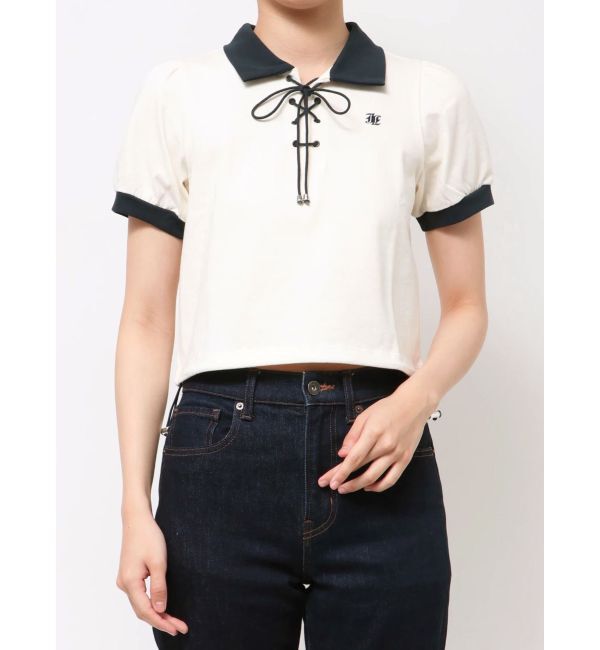jouetie「レースアップポロトップス」|Tシャツ・カットソー|