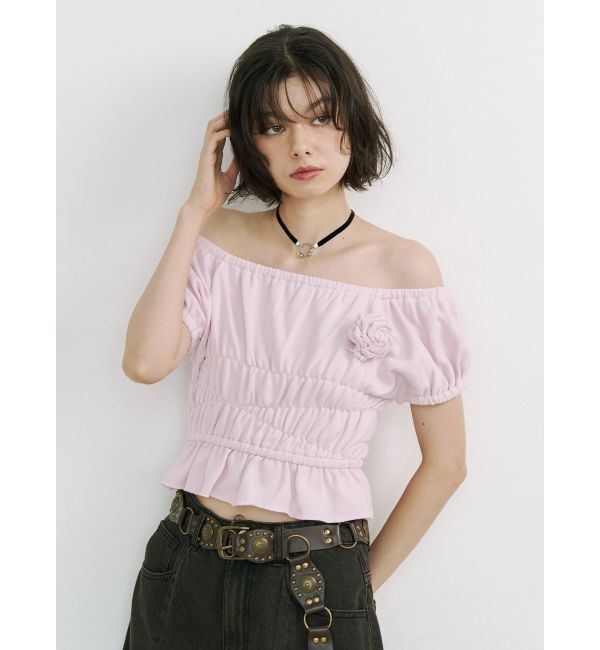 jouetie「コサージュギャザートップス」|Tシャツ・カットソー|