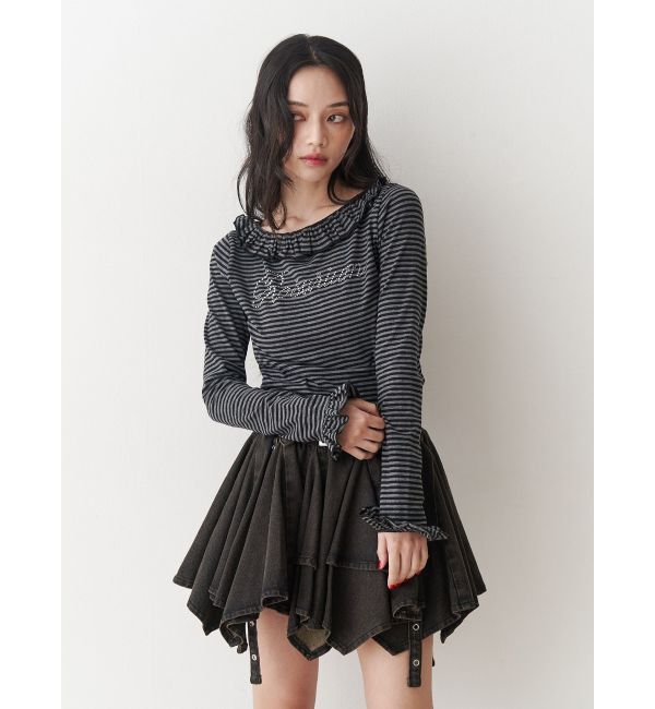 jouetie「ラインストーンフリルトップス」|Tシャツ・カットソー|