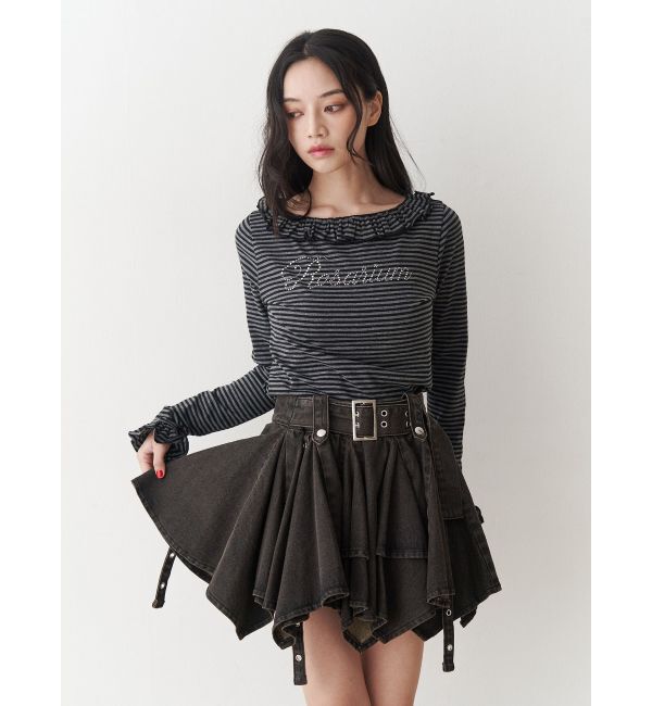 jouetie「ラインストーンフリルトップス」|Tシャツ・カットソー|