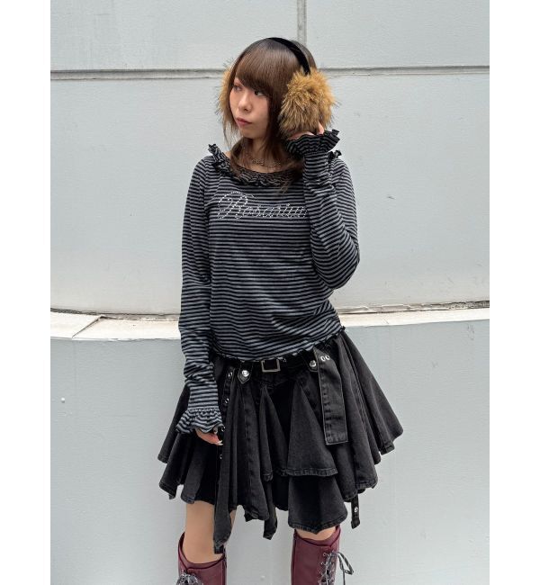 jouetie「ラインストーンフリルトップス」|Tシャツ・カットソー|