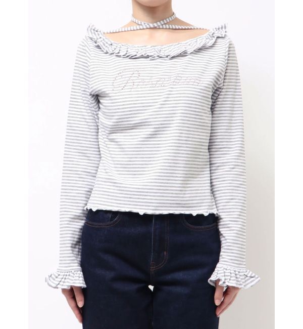 jouetie「ラインストーンフリルトップス」|Tシャツ・カットソー|