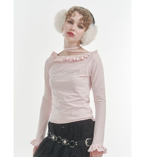 jouetie「ラインストーンフリルトップス」|Tシャツ・カットソー|