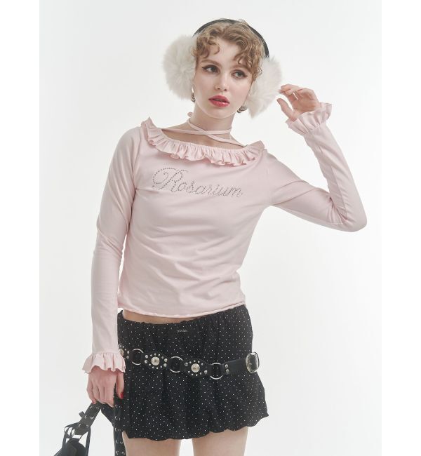 jouetie「ラインストーンフリルトップス」|Tシャツ・カットソー|