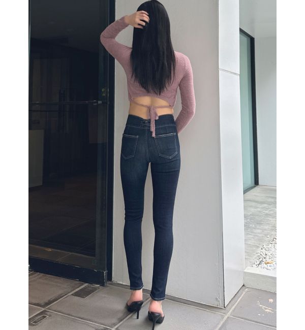 GYDA「BACK リボンラメシャギーショートニットトップス」|ニット・セーター|