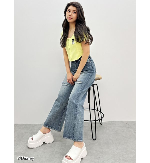 GYDA「Mickey Mouse / フロントZIPワッフルトップス」|Tシャツ・カットソー|