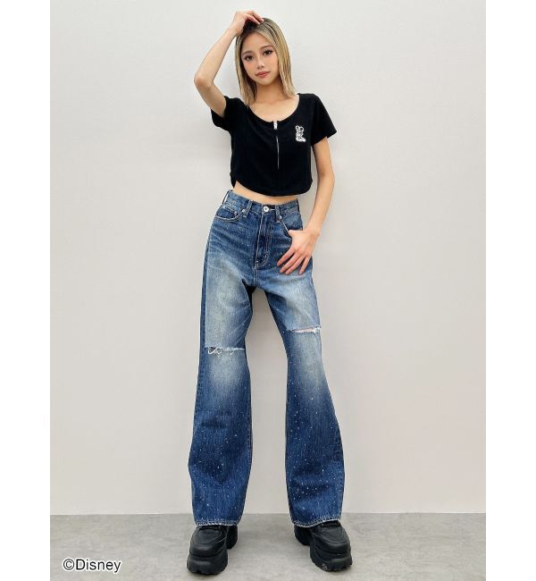 GYDA「Mickey Mouse / フロントZIPワッフルトップス」|Tシャツ・カットソー|