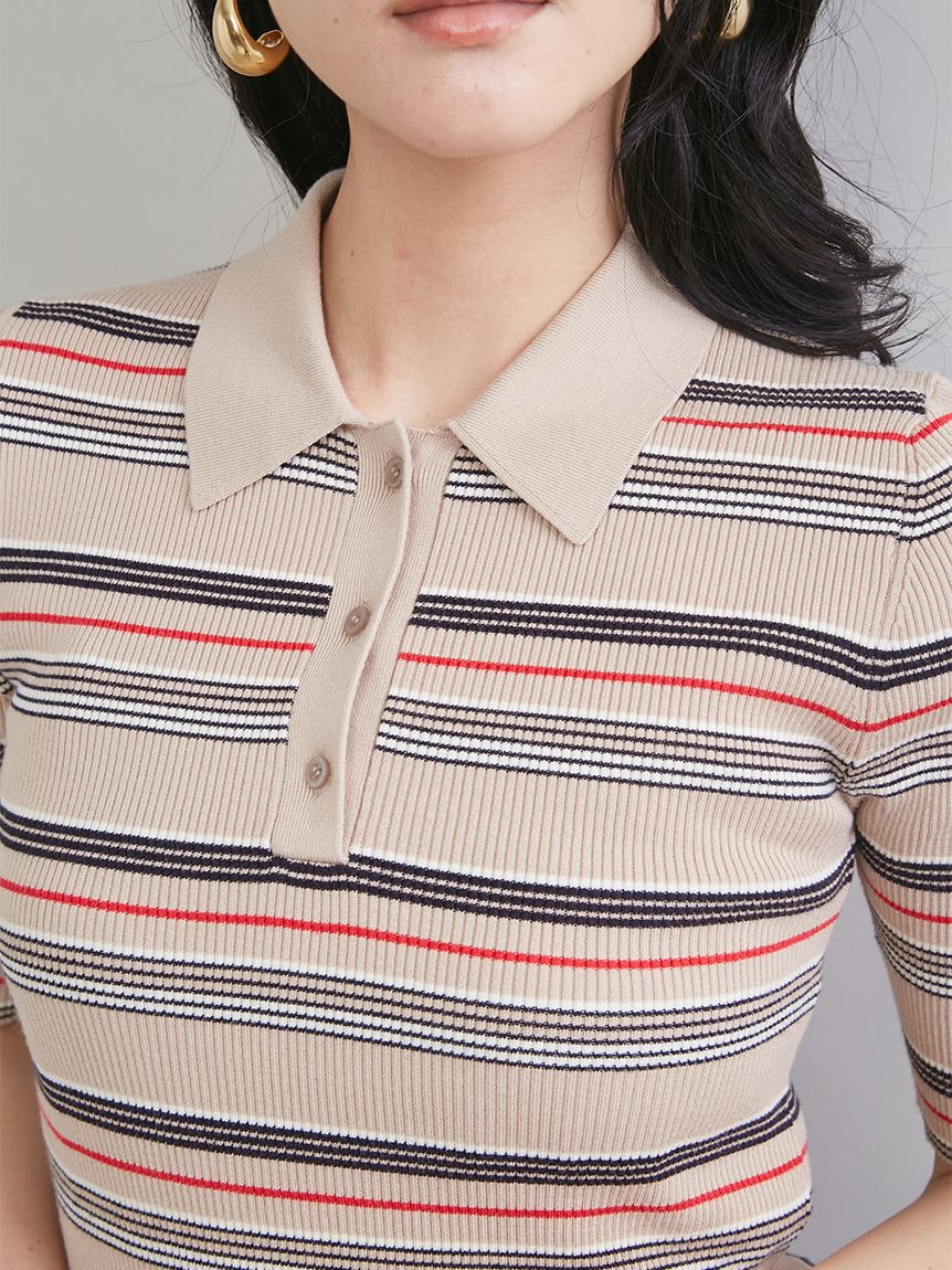 Mila Owen「【WEB限定カラー】ポロニット&times;タックフレアスカートドッキングワンピース」|ワンピース|