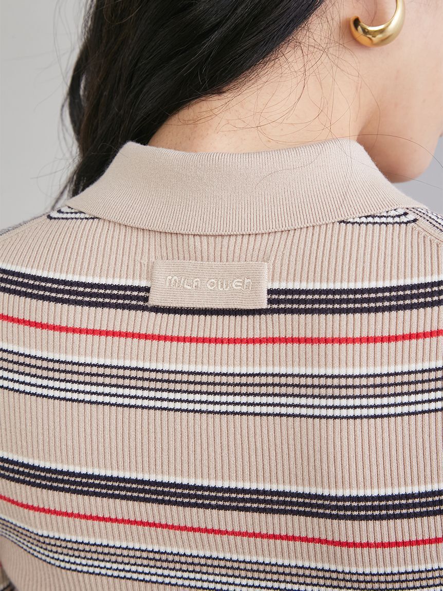 Mila Owen「【WEB限定カラー】ポロニット&times;タックフレアスカートドッキングワンピース」|ワンピース|