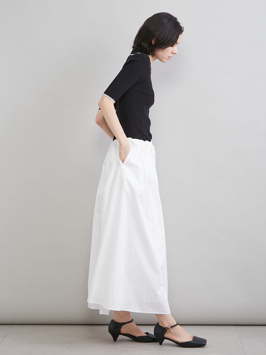 Mila Owen「【WEB限定カラー】ポロニット&times;タックフレアスカートドッキングワンピース」|ワンピース|