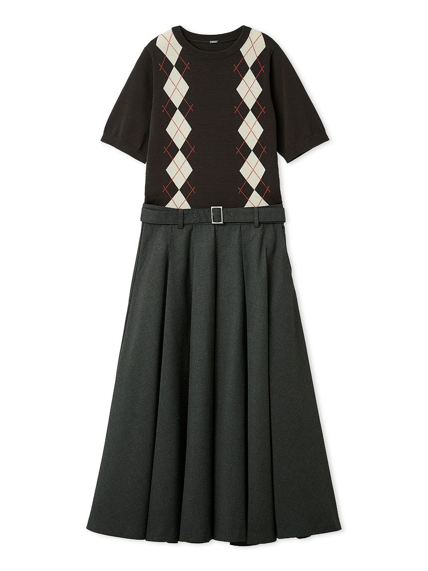 Mila Owen「プリーツスカートニットドッキングワンピース」|ワンピース|