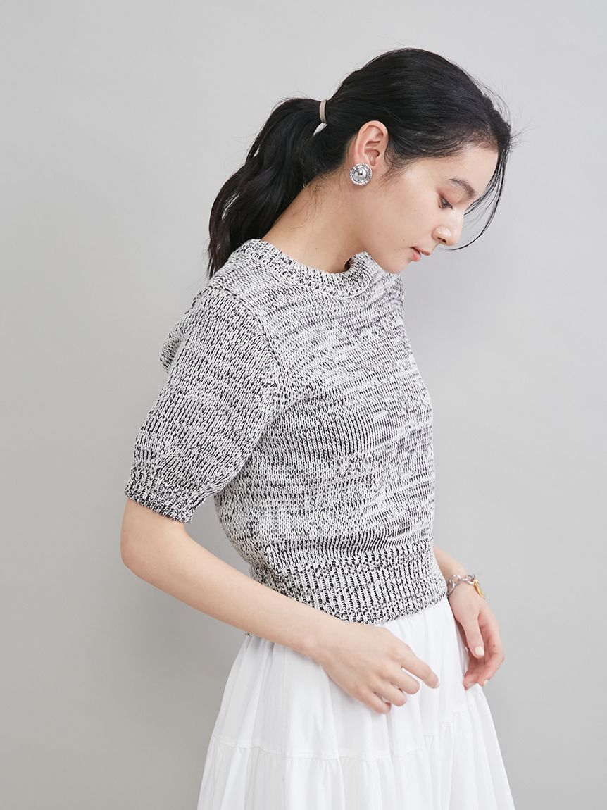 Mila Owen「ミックスヤーンハーフスリーブニット」|ニット・セーター|