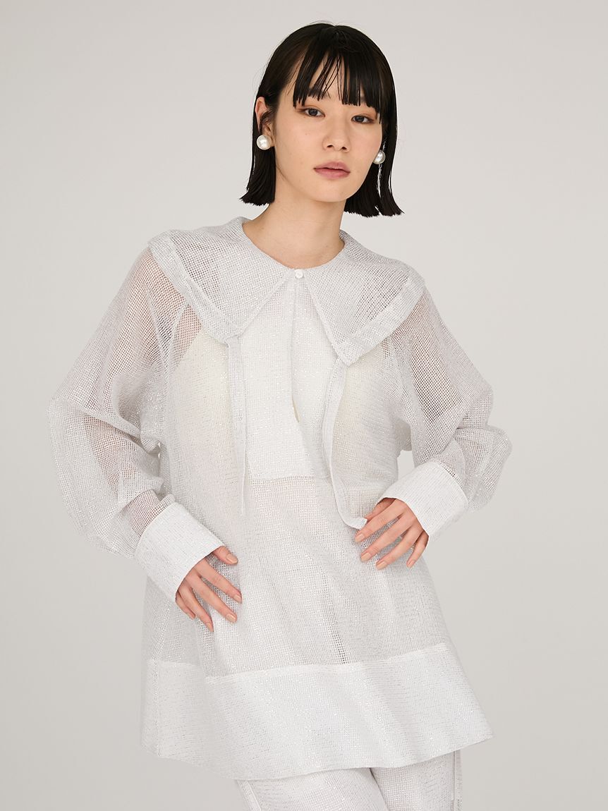 emmi atelier「ラメメッシュブラウス」|シャツ・ブラウス|