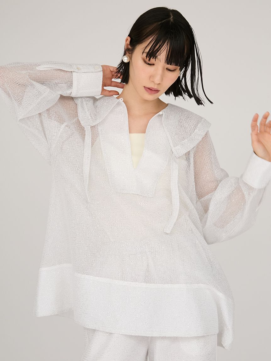 emmi atelier「ラメメッシュブラウス」|シャツ・ブラウス|