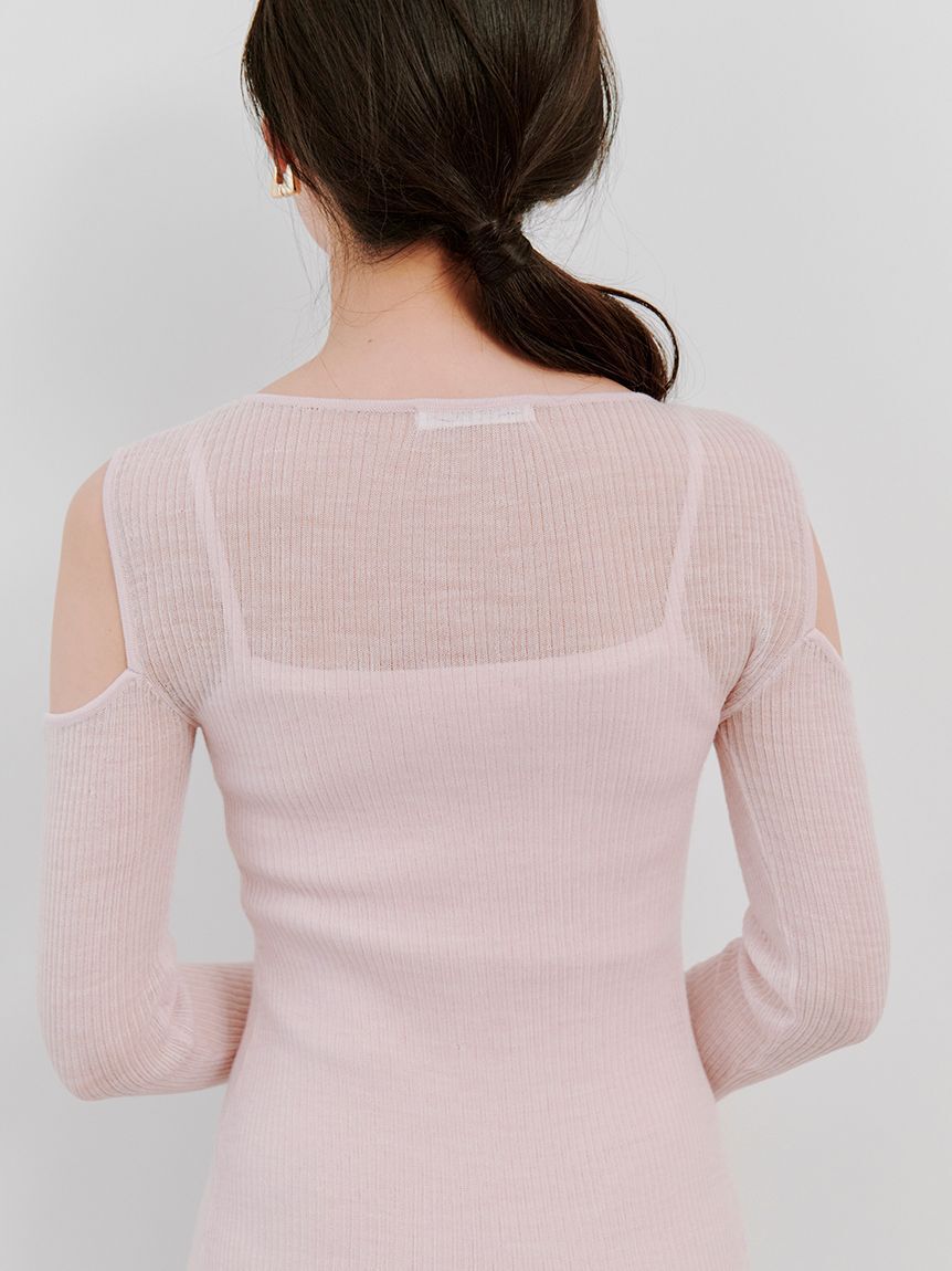 SNIDEL「オープンショルダーシアーニットワンピース」|ワンピース|