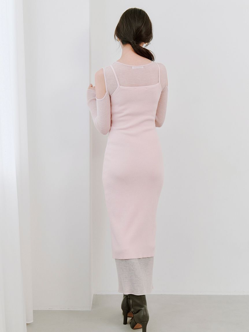 SNIDEL「オープンショルダーシアーニットワンピース」|ワンピース|