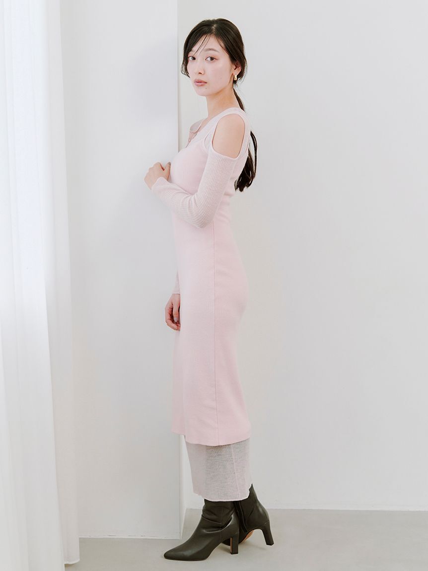 SNIDEL「オープンショルダーシアーニットワンピース」|ワンピース|