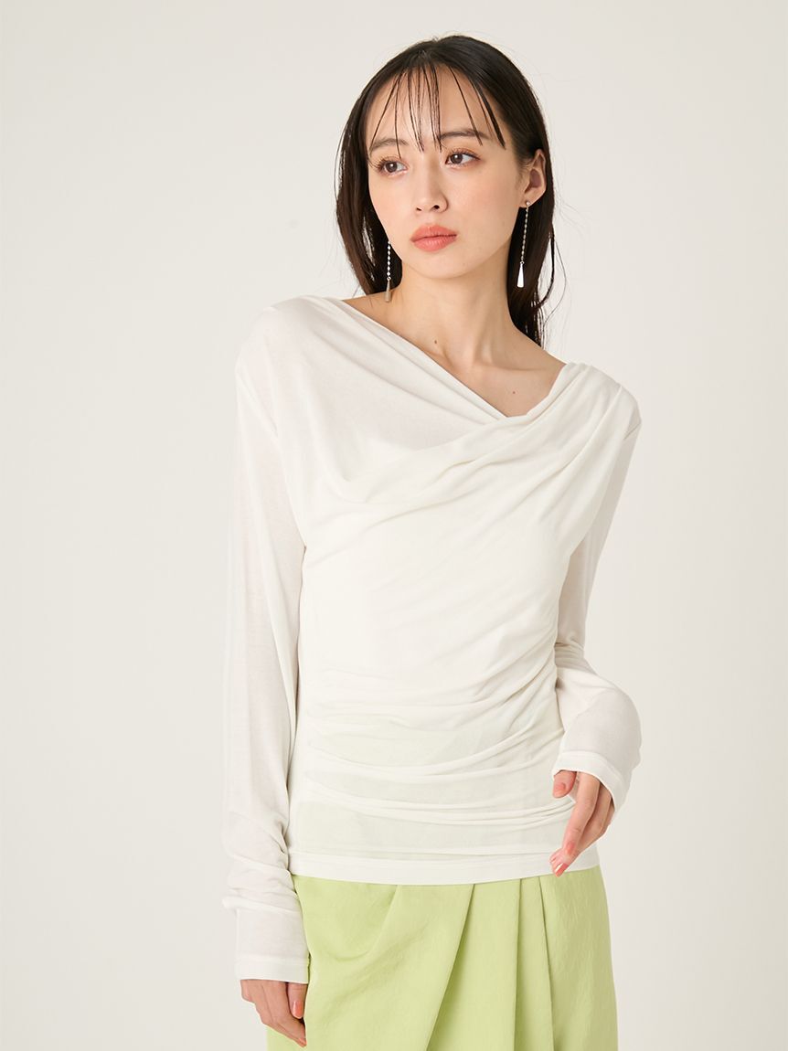 FRAY I.D「2wayデコルテタックドレープトップス」|Tシャツ・カットソー|