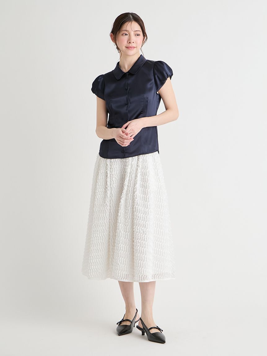 CELFORD「【洗える】フロントスカラサテンブラウス」|シャツ・ブラウス|