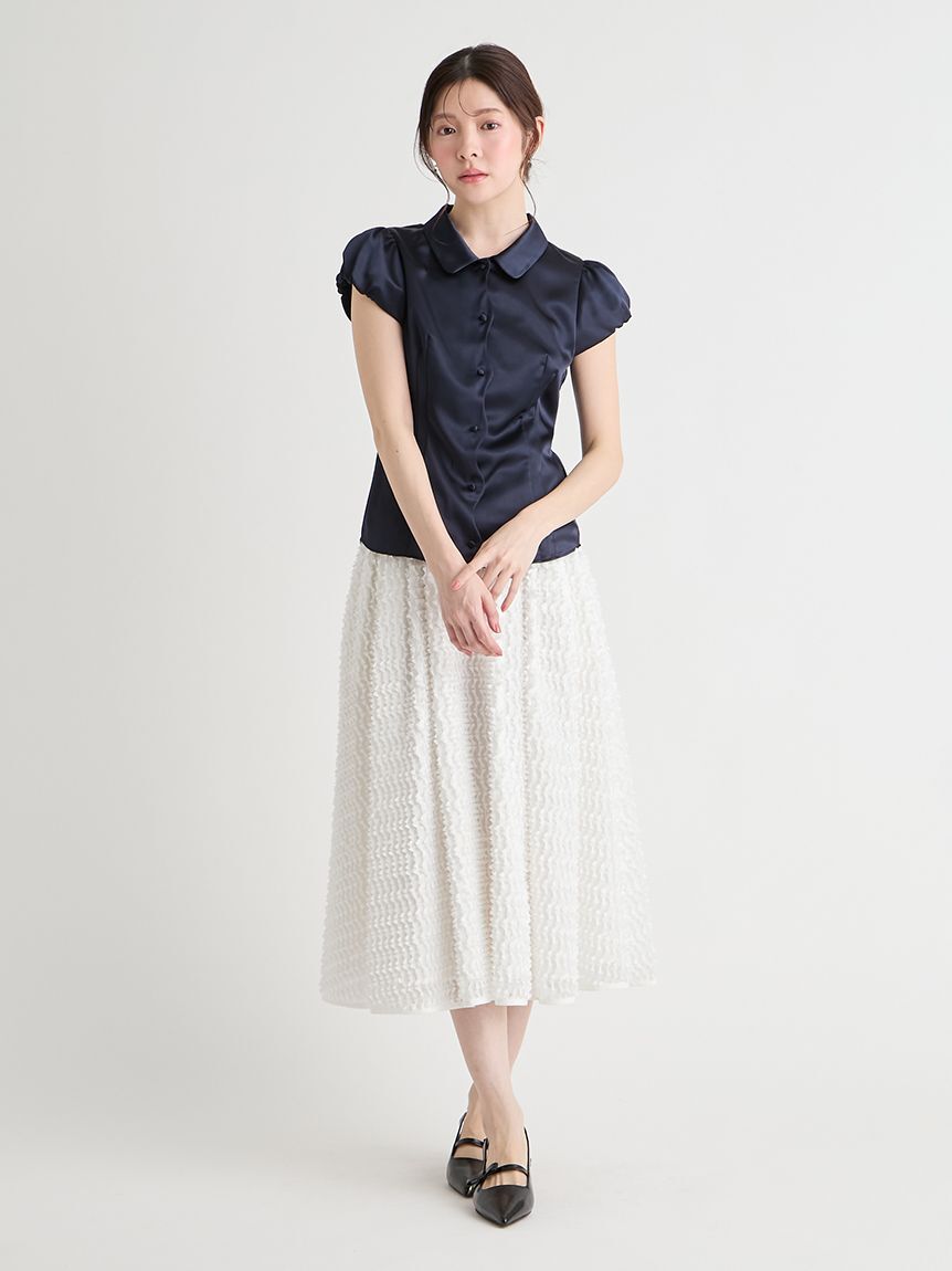 CELFORD「【洗える】フロントスカラサテンブラウス」|シャツ・ブラウス|