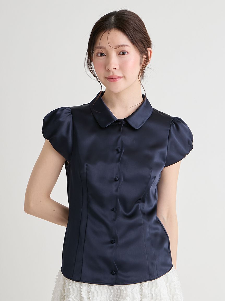 CELFORD「【洗える】フロントスカラサテンブラウス」|シャツ・ブラウス|