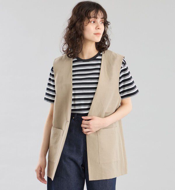 MACKINTOSH PHILOSOPHY「GREY LABEL リネンナイロンジレ」|ブルゾン・スタジャン|ベージュ