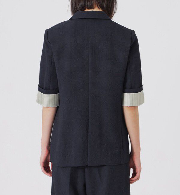  「ウォッシャブルサッカーハーフスリーブジャケット」|テーラードジャケット|