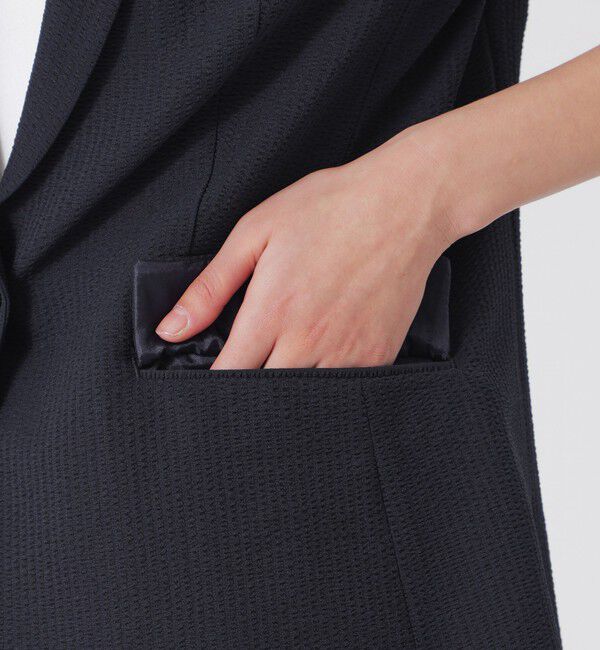  「ウォッシャブルサッカーハーフスリーブジャケット」|テーラードジャケット|