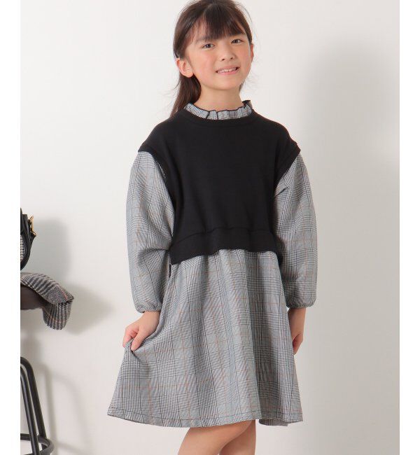 ikka kids「フリルネックレイヤードッキングワンピース（120~160cm）」|スカート|