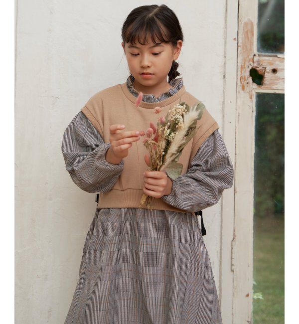 ikka kids「フリルネックレイヤードッキングワンピース（120~160cm）」|スカート|