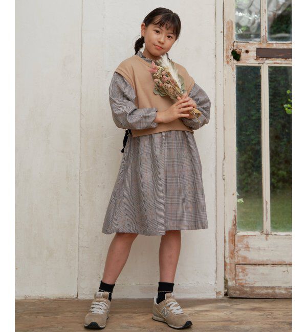 ikka kids「フリルネックレイヤードッキングワンピース（120~160cm）」|スカート|