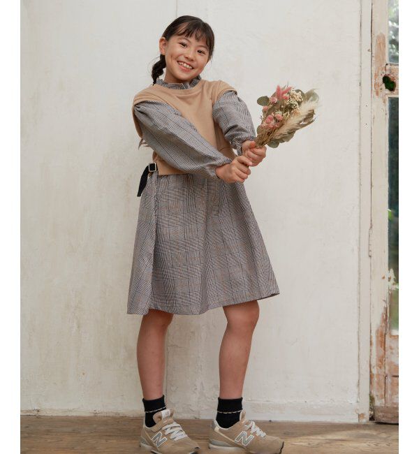 ikka kids「フリルネックレイヤードッキングワンピース（120~160cm）」|スカート|