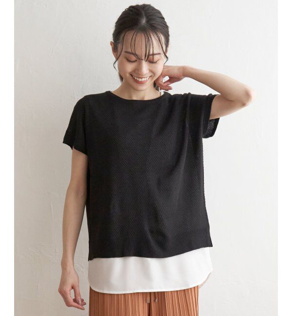 ikka「ハニカム柄ニットアンサンブル」|ニット・セーター|ブラック