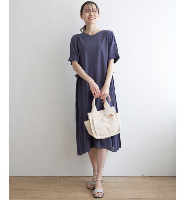 ikka「異素材配色切り替えワンピース」|ワンピース|