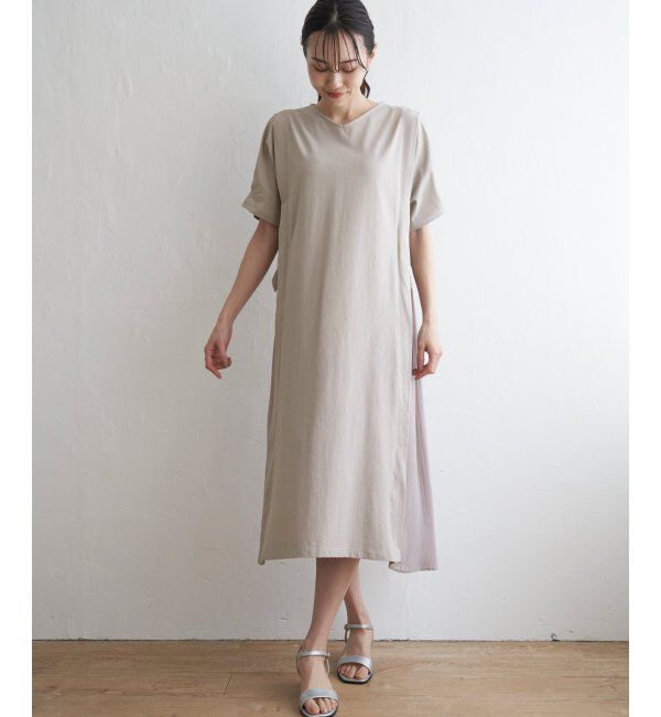 ikka「異素材配色切り替えワンピース」|ワンピース|