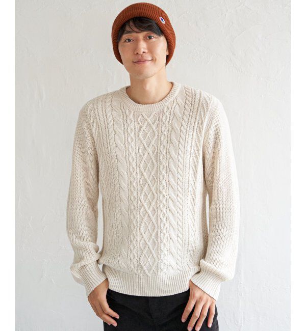 ikka「アランケーブル抗菌リサイクルニット」|プルオーバー|