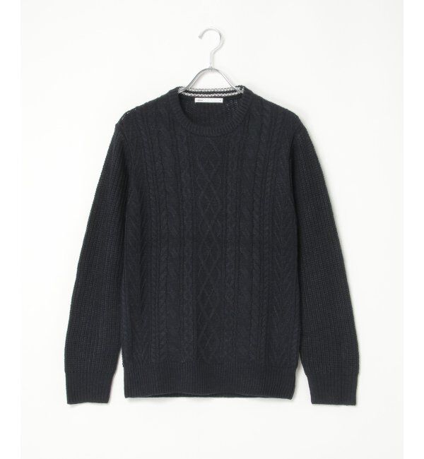 ikka「アランケーブル抗菌リサイクルニット」|プルオーバー|